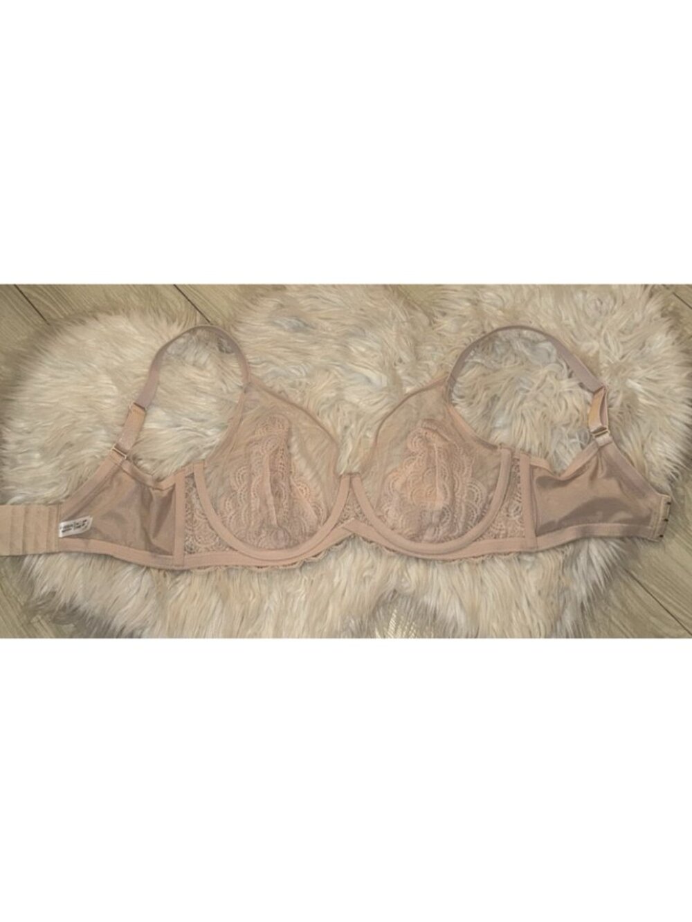 HSIA Lace Minimizer Bra Unlined Unpadded Sheer Underwire Womens 36DD Beige - Picture 5 of 6